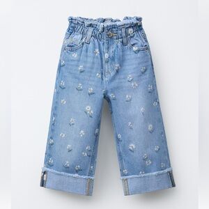 Zara Kids Daisy Print Paperbag Jeans 4Y